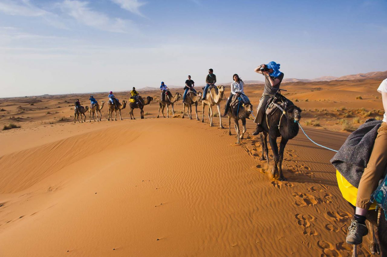 Morocco, Camel ride in Erg Chebbi Sahara Desert, Merzouga, by travel photographer Matthew Williams-Ellis